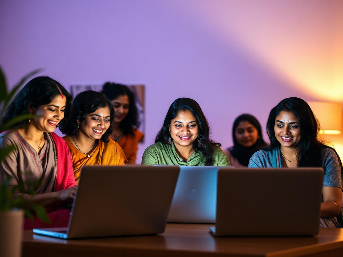 Women learning digital skills together